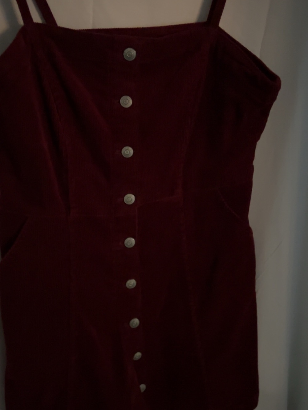Divided Burgundy Corduroy Button-Front Mini Dress - Picture 3 of 4
